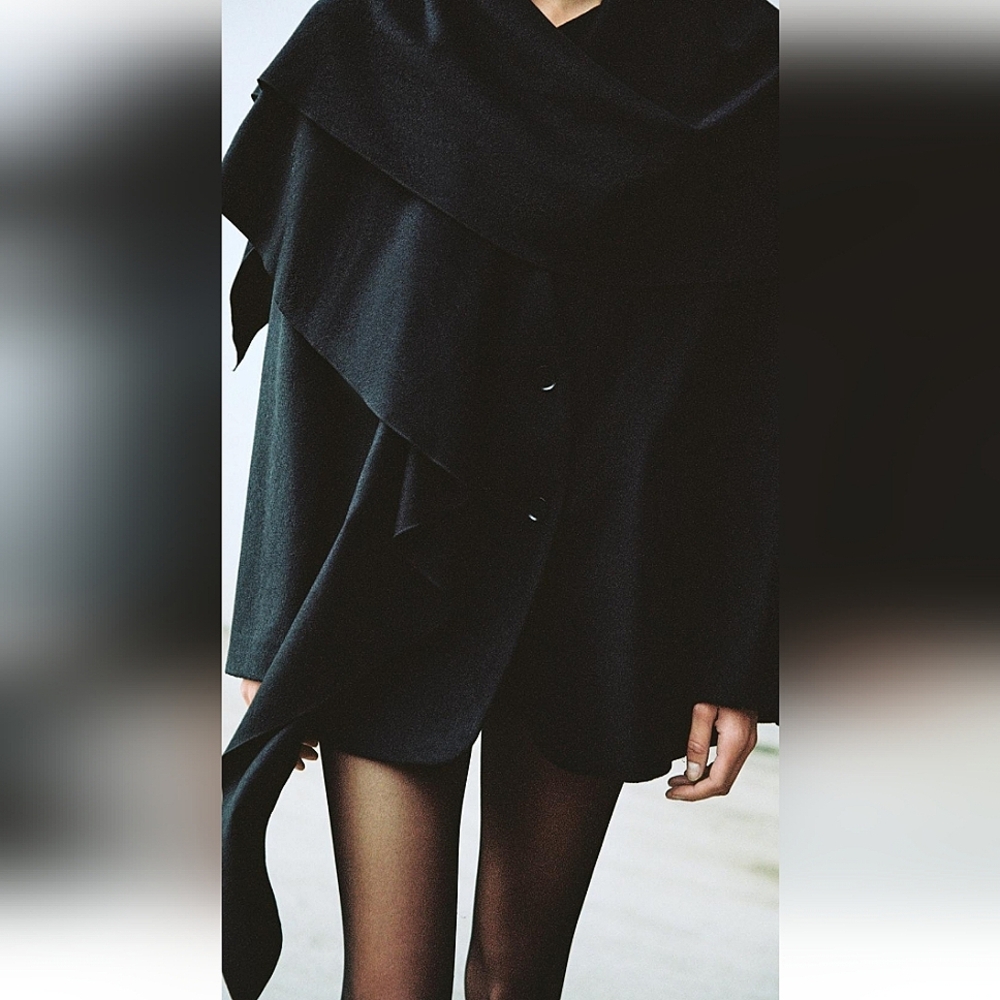 Zara Black Draped Blazer Jacket - Picture 5 of 7